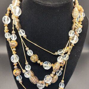 Dabby Reid Gold & Brass Tone Signed Necklace 90+" Good, Gently Worn Condition